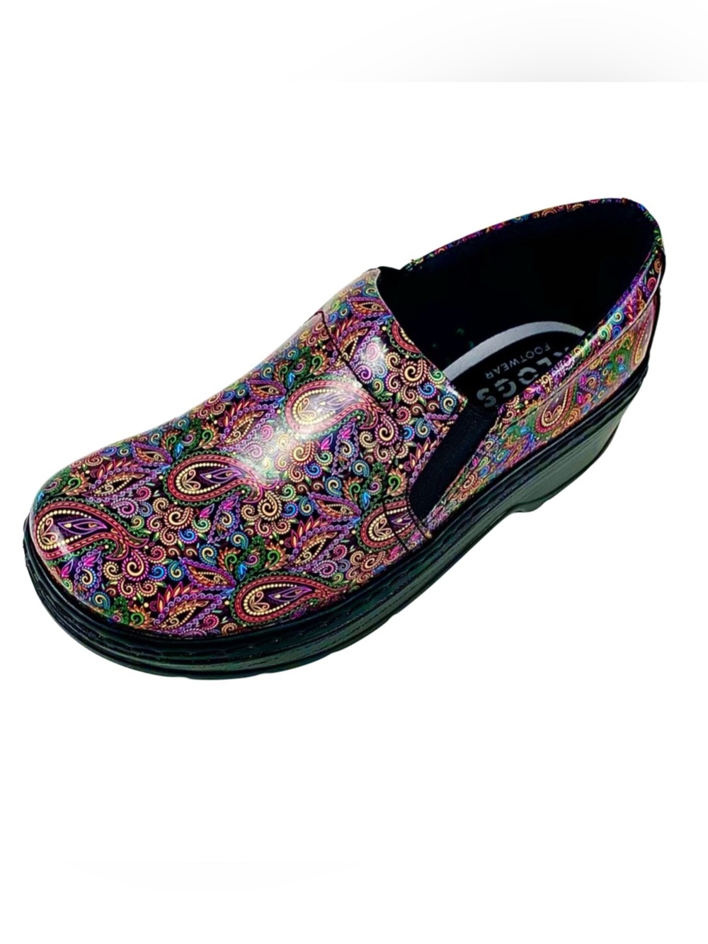 Klogs Womens Paisley Patent Leather Klogs Size 6